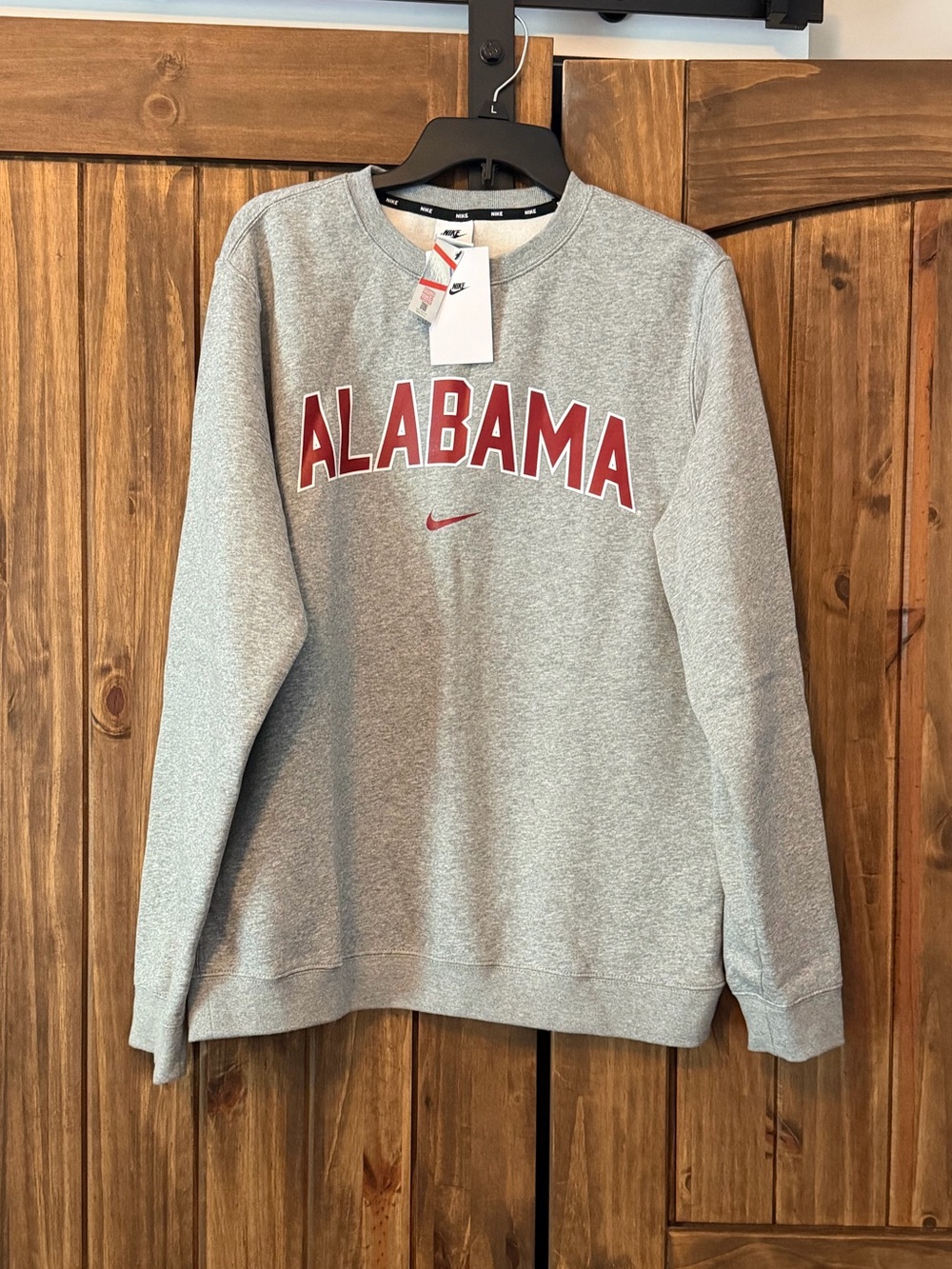 Nike Grey Crewneck Sweatshirt with Crimson 'Alabama' Chest Logo